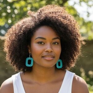 Ocean Blue Square Shaped Earrings Handmade Light Blue Squared Dangle Earrings